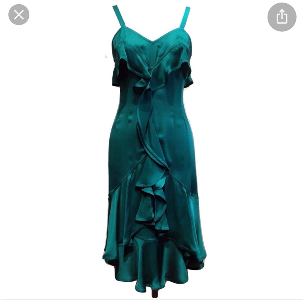 Yves Saint Laurent Emerald Silk Cocktail Dress